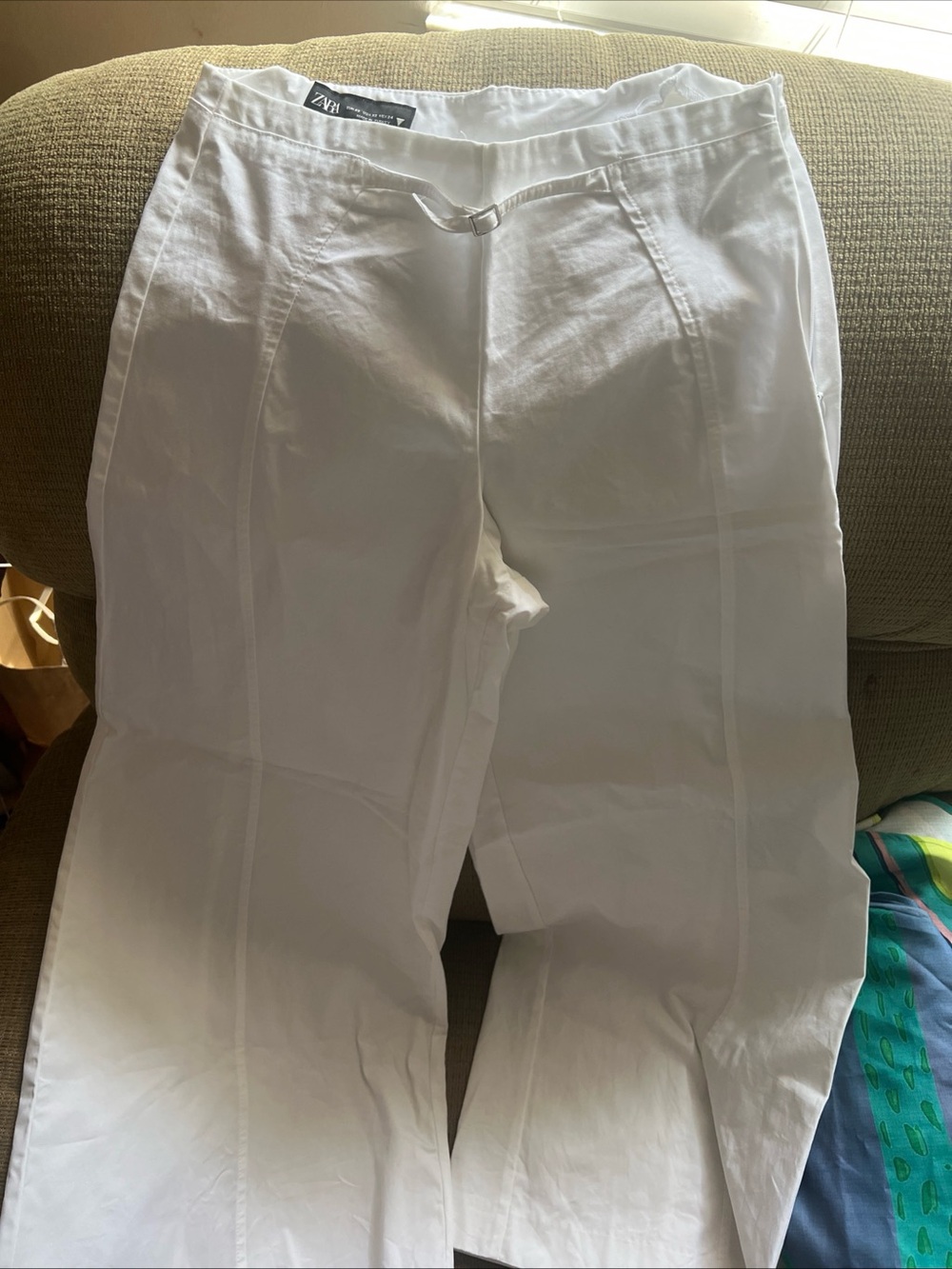 Zara White Tailored High-Waist Zip Closure Trousers Size XS